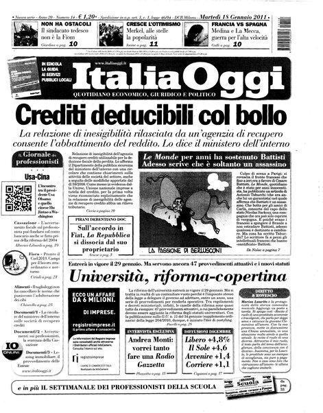 Italia oggi : quotidiano di economia finanza e politica